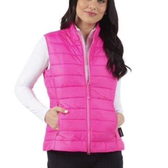 Ibkul 2-Way Quilted Vest Polartec Fill Hot Pink Sizes XL NWOT - Picture 1 of 7